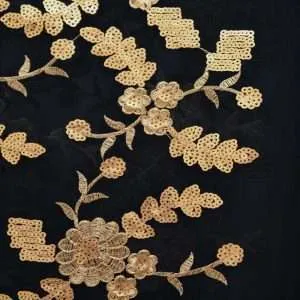 شيفون تطريز بإضافة حبات الترتر الصغيرة