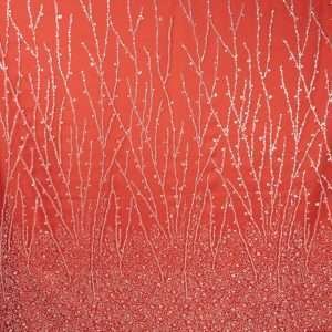 تل مطرز بالترتر وحبات الخرز