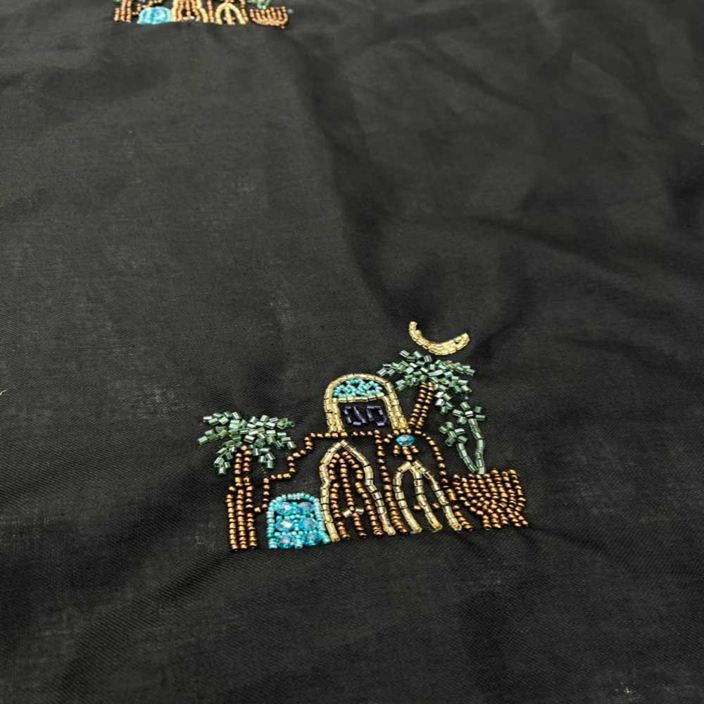 كتان مطرز تطريز يدوي