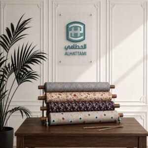 قماش كتان طبيعي فاخر بنقشات ورود جذابة